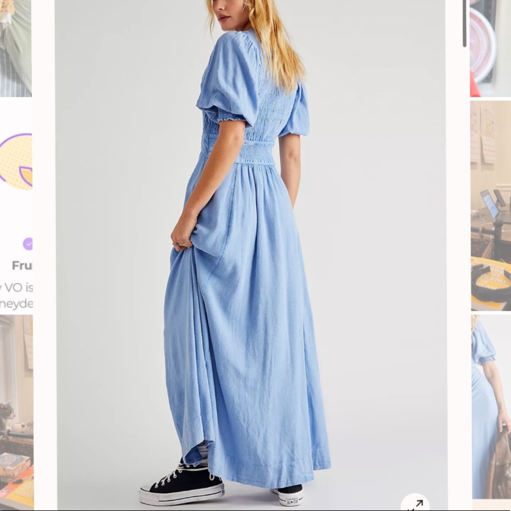 Free People String of Hearts Maxi Dress XL in Blue Serene Cerulean